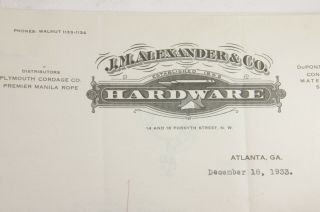 1933 Lamson Goodnow J M Alexander & Co Atlanta GA Letters Ephemera P807D 2
