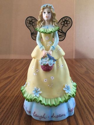 Angel Fairy Figurine Flowers Love Laugh Dream Hope Written On Base 8” T Fantasy