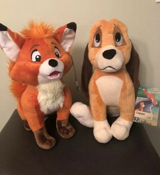 Disney Store Parks Fox And The Hound Tod And Cooper Plush Toys