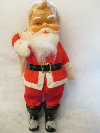 Vtg Xmas Stuffed Santa Claus - - 12 " - - Soft Plastic Face - - Made In Japan - - Collectible