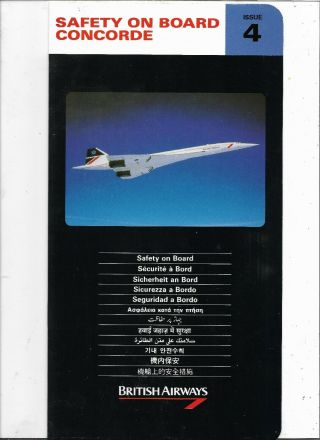 Concorde British Airways Safety Card Issue 4 Pine & Co F606 (4th) 1992 ?