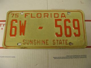 1975 75 Florida Fl License Plate Sunshine State 6w569