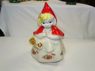 Vintage Little Red Riding Hood Cookie Jar Poppy Hull Usa Patent 135889