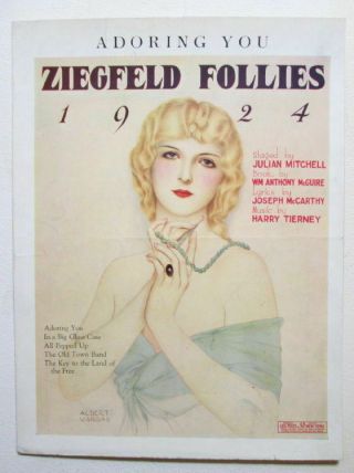 1924 Early Alberto Vargas Pinup Ziegfeld Follies Girl Sheet Music Adoring You