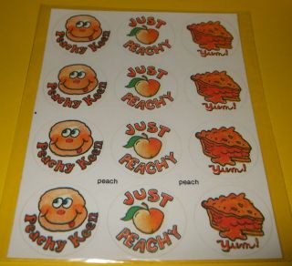 Vtg 80s Paper Art Sniffer Sticker Sheet Scratch & Sniff Peach Scent Rare