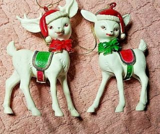 Vintage Plastic Reindeer Made In Hong Kong With Details In The Design