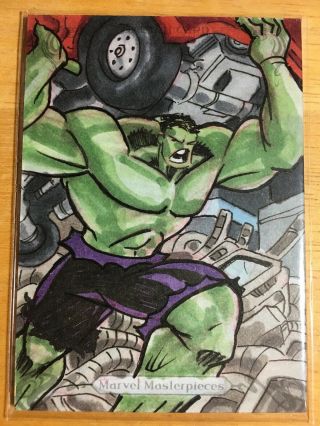 2018 Marvel Masterpieces Sketch Card Of Hulk By Ernest Romero