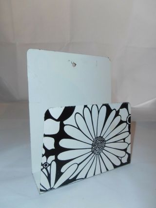 Vintage Mod Mcm Black White Flower Power Mail Wall Table Napkin Holder 1960 
