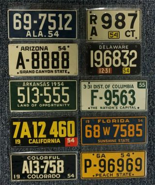 1954 General Mills Wheaties Bicycle License Plate Set - 49 Plates - Complete Set