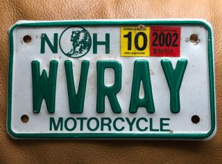 Nh Motorcycle Rare License Plate 2002 Vanity Small Wvray West Virginia Ray