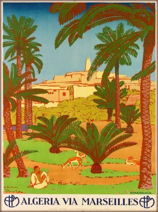 Algeria Via Marseilles North Africa Vintage Travel Advertisement Poster Print