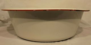 Vintage White With Red Trim Enamelware Wash Tub,  16 " X 5.  5 ",  Rare Large Piece