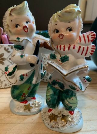 Vintage Geo Z Lefton Ceramic Christmas Boys Carolers 072,