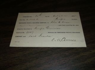 1895 Northern Pacific Railroad Buckley Washington Land Deed Postcard