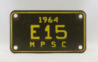 1964 Michigan M.  P.  S.  C.  License Plate - Rare - - " E15 "