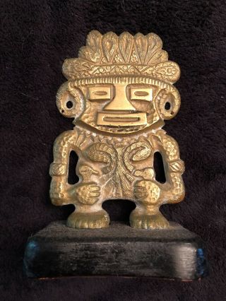 Vintage South American Peruvian God,  Solid Brass