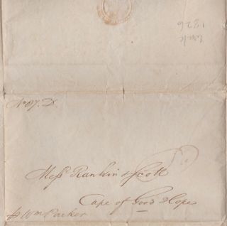 1826 Wrapper Per The Ship William Parker To The Cape Of Good Hope South Africa