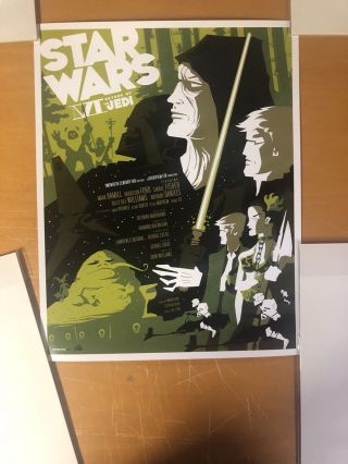 Tom Whalen Star Wars Return Of The Jedi Print 11x14 Vhtf Signed By Tom