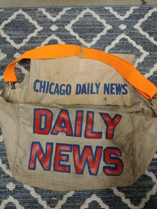 Vintage Chicago Daily News Paperboy Shoulder Canvas Delivery Bag