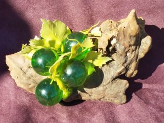 Vintage 1960s Mid Century Modern Lucite Grapes On Driftwood