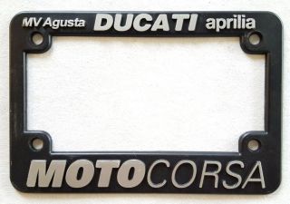 Ducati Motocorsa Motorcycle License Plate Frame - Mv Agusta Aprilia - Black - Biker