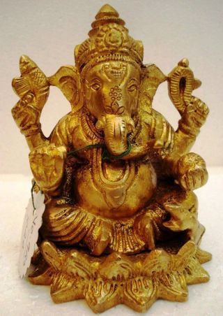 Large - Vintage Style Hindu Lord Ganesha Statue Figurine - 4.  75 Inches - Brass