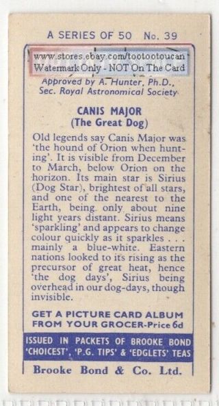 Canis Major Minor Dog Constellation Solar System Space Vintage Trade Card 2