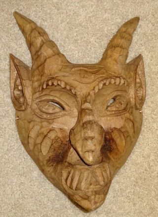 Vintage Hand Carved Wood Mexican Mask