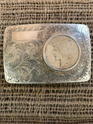 Boyd - Reno Nevada Sterling Silver Belt Buckle With 1 Liberty 1923 Silver Dollar 2
