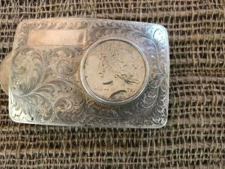 Boyd - Reno Nevada Sterling Silver Belt Buckle With 1 Liberty 1923 Silver Dollar 7