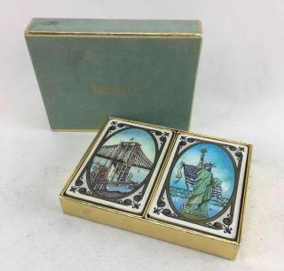 Vintage Tiffany & Co Statue Of Liberty Playing Card Set Velvet Felt Box - E19