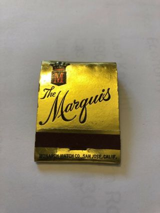 Vintage Full Matchbook The Marquis Hollywood California On Sunset Blvd