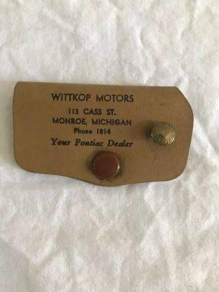 Vintage Pontiac Car Auto Dealer Advertising Vinyl Key Holder - Monroe,  Mi