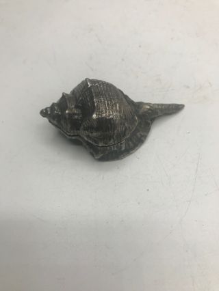 Antique 800 Silver Conch Shell Snuff Trinket Box 28 Grams