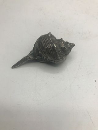Antique 800 Silver Conch Shell Snuff Trinket Box 28 Grams 2
