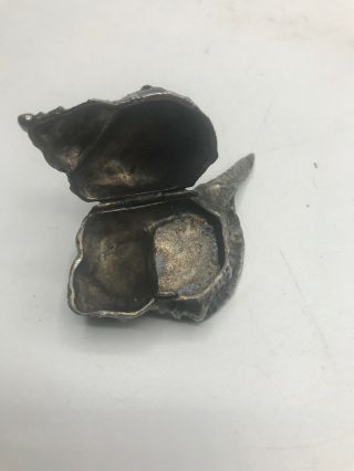 Antique 800 Silver Conch Shell Snuff Trinket Box 28 Grams 4