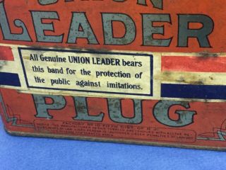Vintage Union Leader Cut Plug Tobacco Tin Litho Lunch Pail w/ paper band & eagle 5