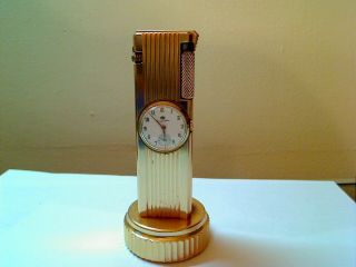 Vintage Table Lighter Lift Arm With Watch Cygnus