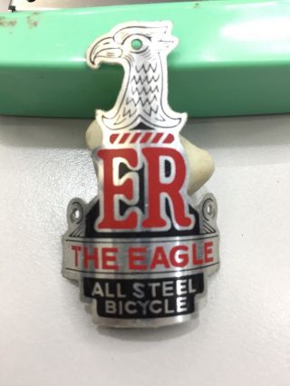 Vintage Bicycle Head Badge The Eagle (er) All Steel Bicycle Sign Rare