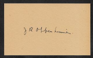 J Robert Oppenheiner Autograph Reprint On 1940s 3x5 Card Father Of Atomic Bomb