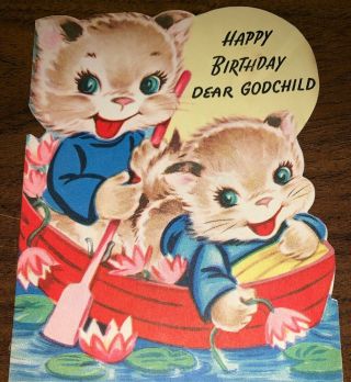The Wishing Well 1950’s Happy Birthday Godchild Vintage Greeting Card
