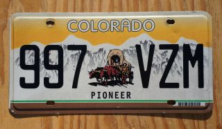 2015 Colorado Pioneer License Plate - Conestoga Wagon - Centennial State