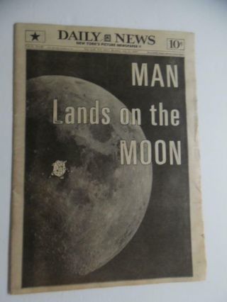 1969 Man Lands On The Moon York Daily News Newspaper July 21 Apollo 11 Early