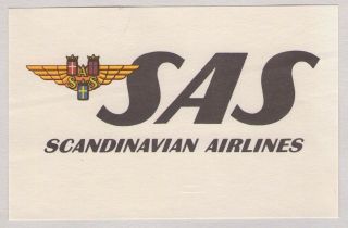 Sas Scandinavian Airlines System Airline Luggage Label