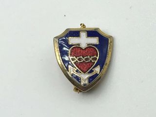 Vintage Heart Cross Lapel Pin Sacred Heart Of Jesus Religious Tie Tac =