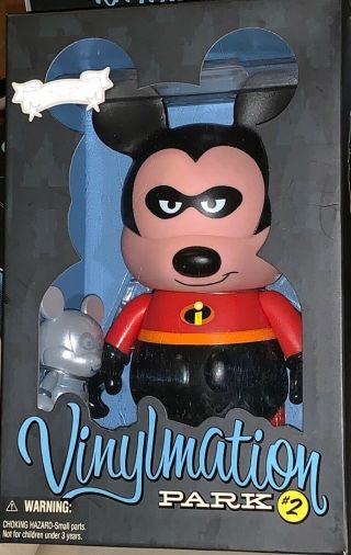Signed Disney Park 2 Vinylmation 9” Inch Mr.  Incredible Mickey Mouse 3 " Le 500