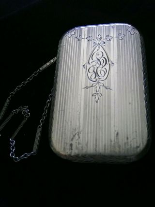 W&h Co Sterling Silver Makeup Compact With Chain And Monogram