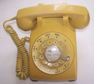 Vintage Mustard Yellow Desk Phone Rotary Dial Western Electric Usa Collectible
