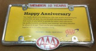 Rare Aaa Member 10 Year License Plate Frame