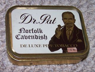 Vintage Dr Pat Norfolk Cavendish Deluxe Pipe Tobacco 2 Oz Tin Can Australia Full